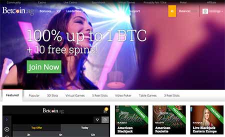 Betcoin.ag Cryptocasino lobby with support to Bitcoin, Ethereum, Litecoin, Bitcoin Cash and Dash.