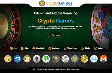 The lobby view of Crypto Games Bitcoin and crypto casino.