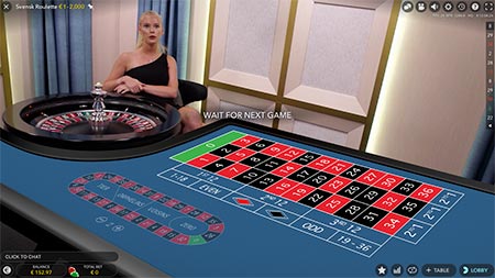 This is Svensk (Swedish) Live Roulette at BitStarz Casino.