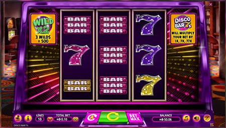 Slot game Disco Bar 7s brings you some 70's Disco Feeling, from Booming Games.