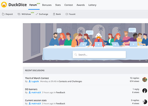 DuckDice forum. DuckDice opened a forum.