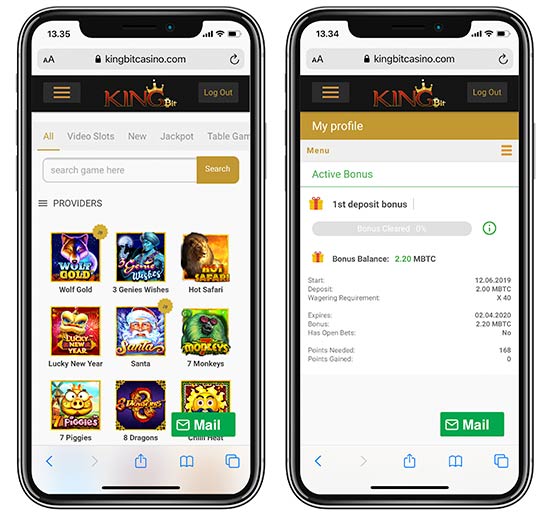KingBit Casino mobile compatibility. KingBit Casino mobile compatibility.