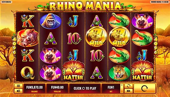 Rhino Mania slot by Platipus. Rhino Mania slot by Platipus.