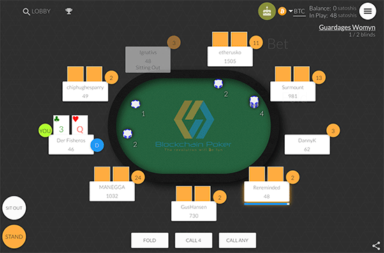 Blockchain.poker game table