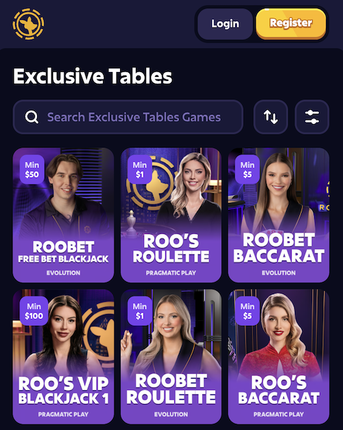 exclusive live casino branded tables at roobet casino