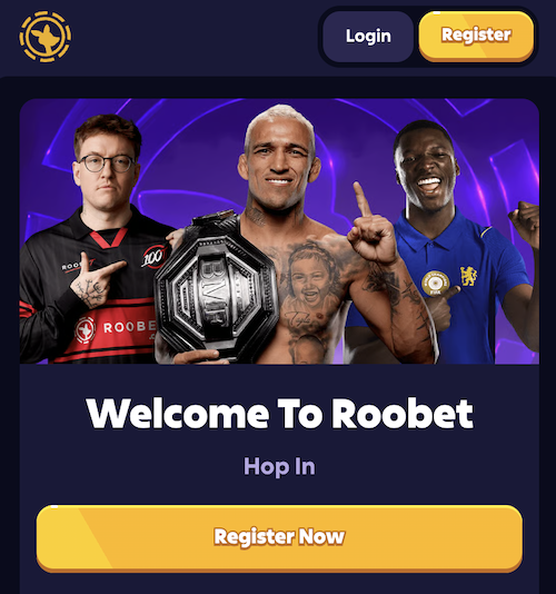 roobet casino main lobby welcome to roobet banner
