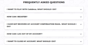 Cadabrus casino faq section