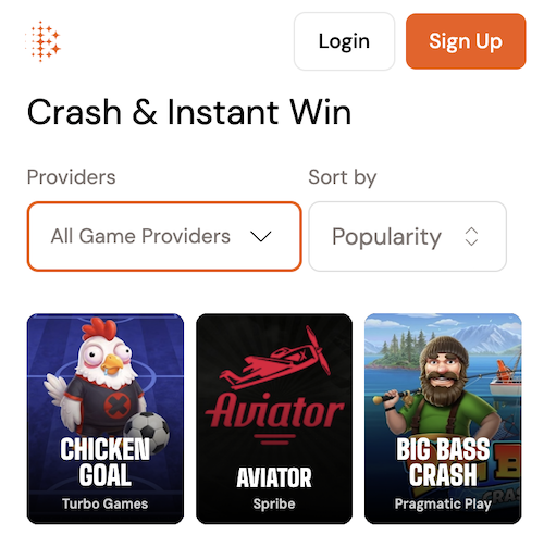 crash and instant games at bitcasino.io