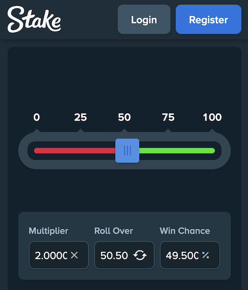 stake's original dice game