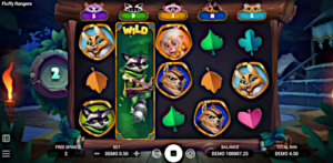 The expanded Wild symbol formed with 3 racoon symbols on the same reel