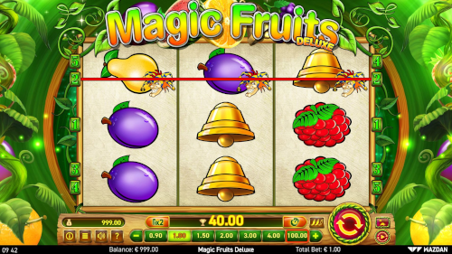 Highest-paying combination displayed in Magic Fruits Deluxe slot Highest-paying combination displayed in Magic Fruits Deluxe slot