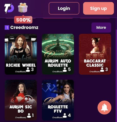 creedroomz live casino games
