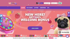 spin pug crypto casino homepage