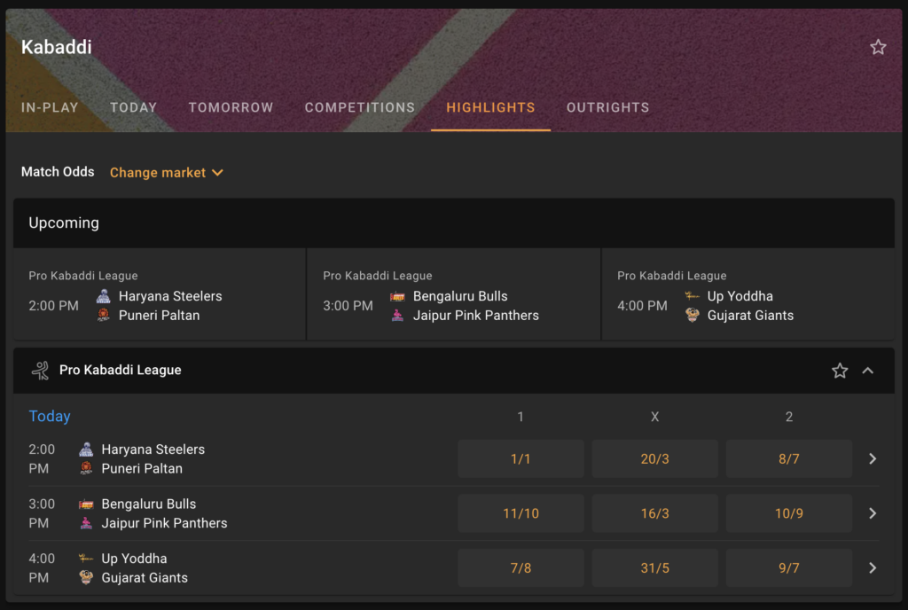 Cloudbet - Kabaddi Offer