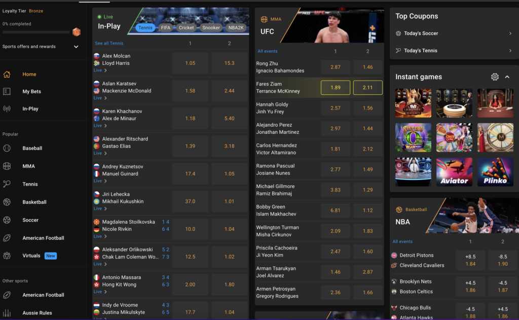 Cloudbet Sportsbetting lobby