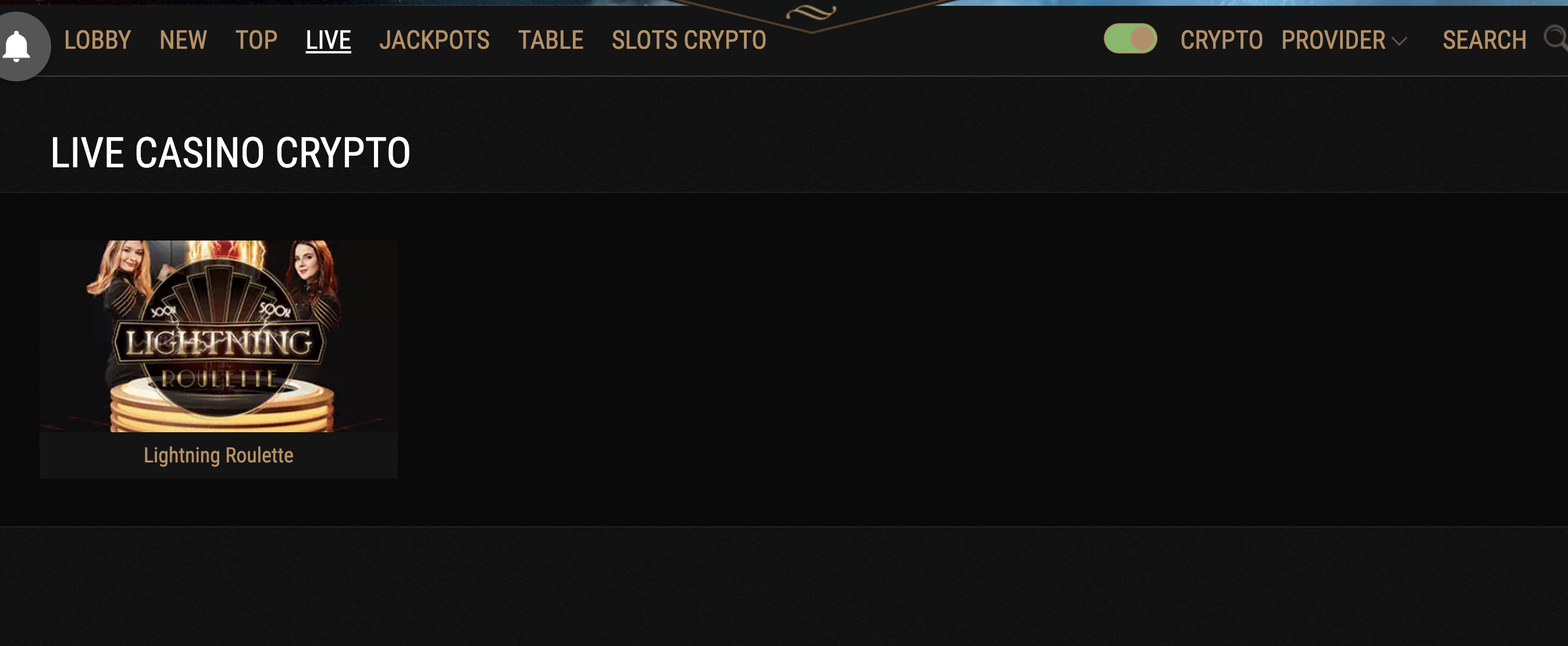 Crypto live games at King Billy
