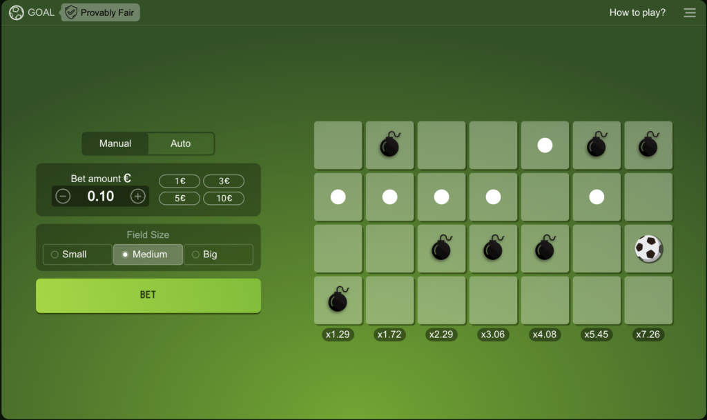 Goal Mines - Gameplay at Cloudbet
