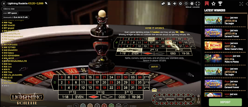 Lightning Roulette live table – King Billy Casino