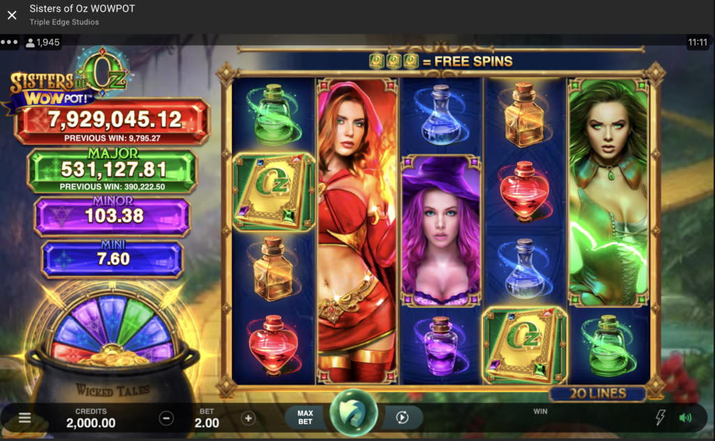 Sisters of Oz WOWPOT slot