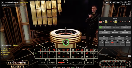 The percentage on the statistics per each bet type Lightning Roulette