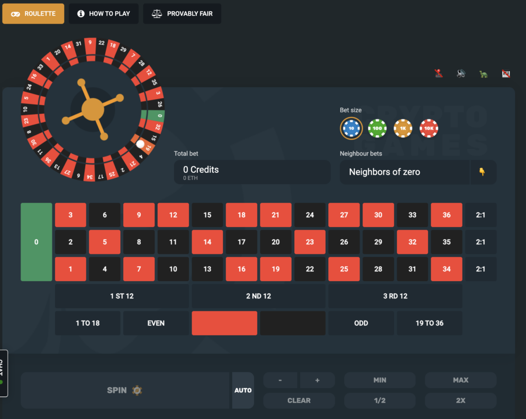 Ethereum Roulette at Crypto.Games