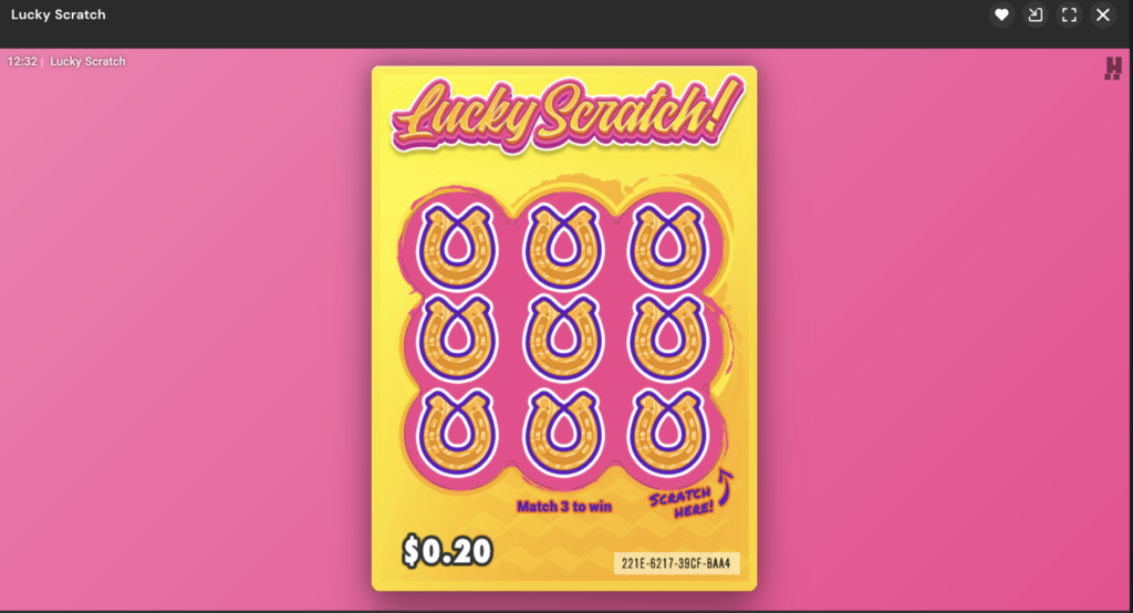 A classic game of Lucky Scratch Cards from Hacksaw Gaming. Screenshot from Fortune Jack Casino