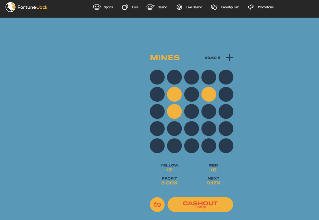 Mines game at FortuneJack. Mines at FortuneJack