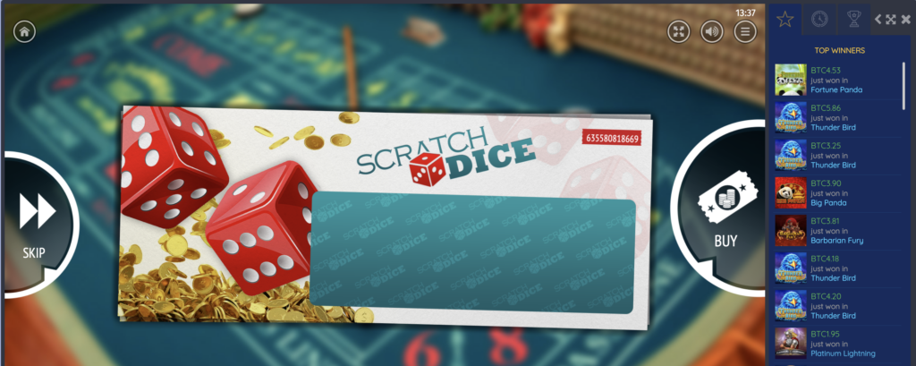 Ethereum dice game called Scratch Dice in BitcoinPenguin