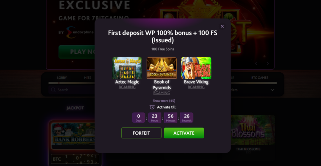 7bit welcome bonus