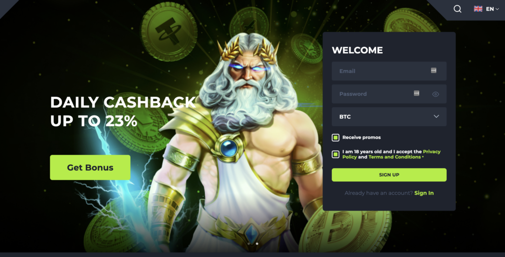 Bitslot.io cashback offer