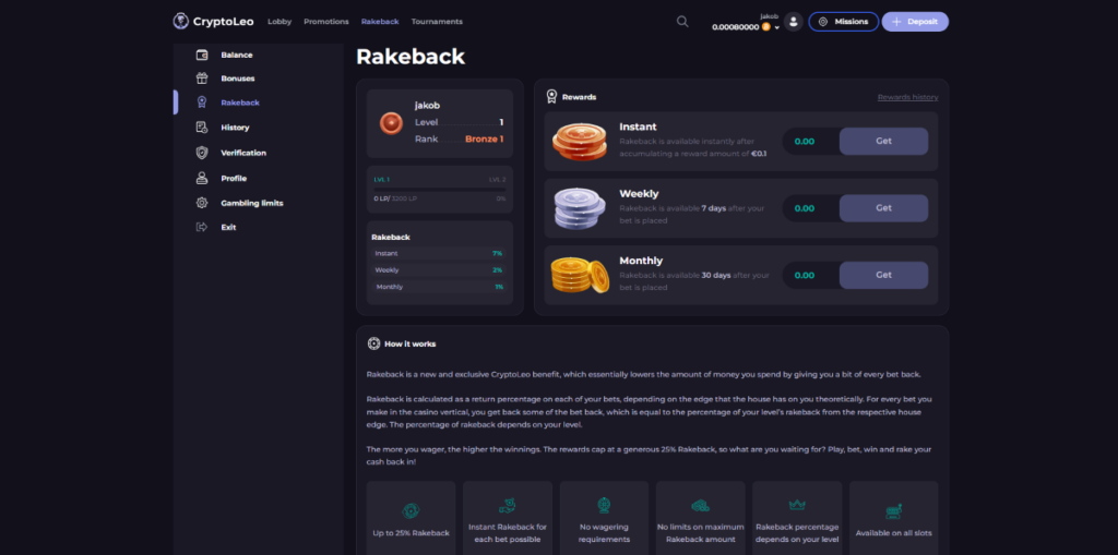 cryptoleo rakeback