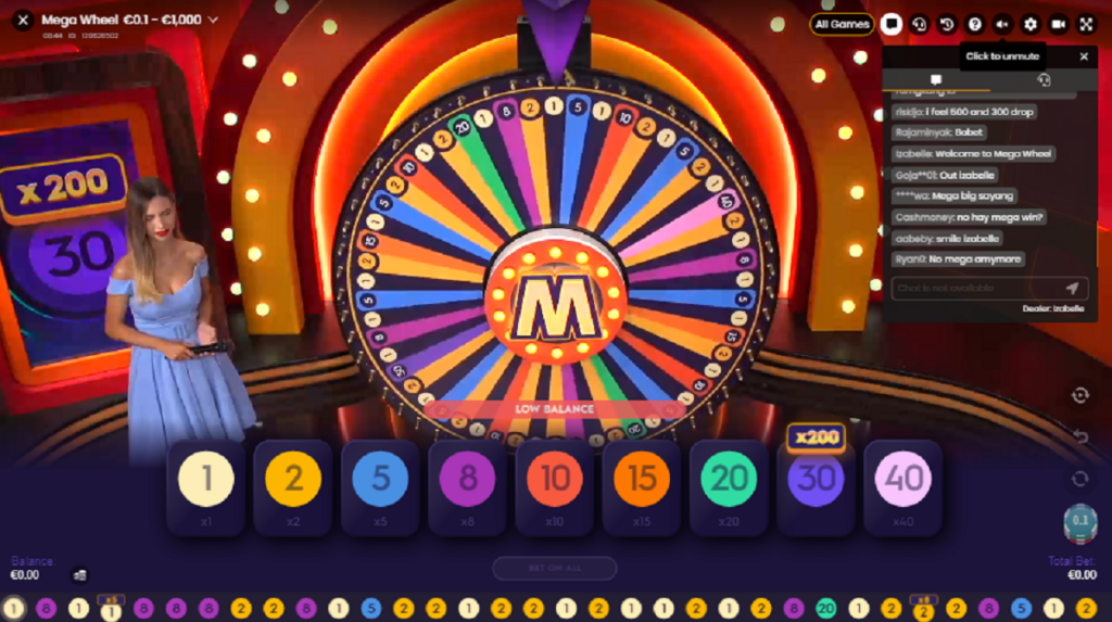 Megawheel live dealer game