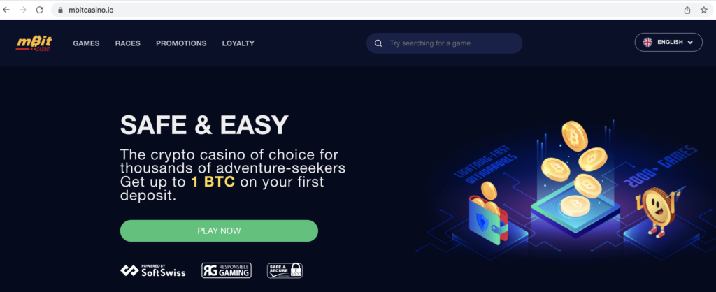 mBit Casino recently moved from .com to .io
