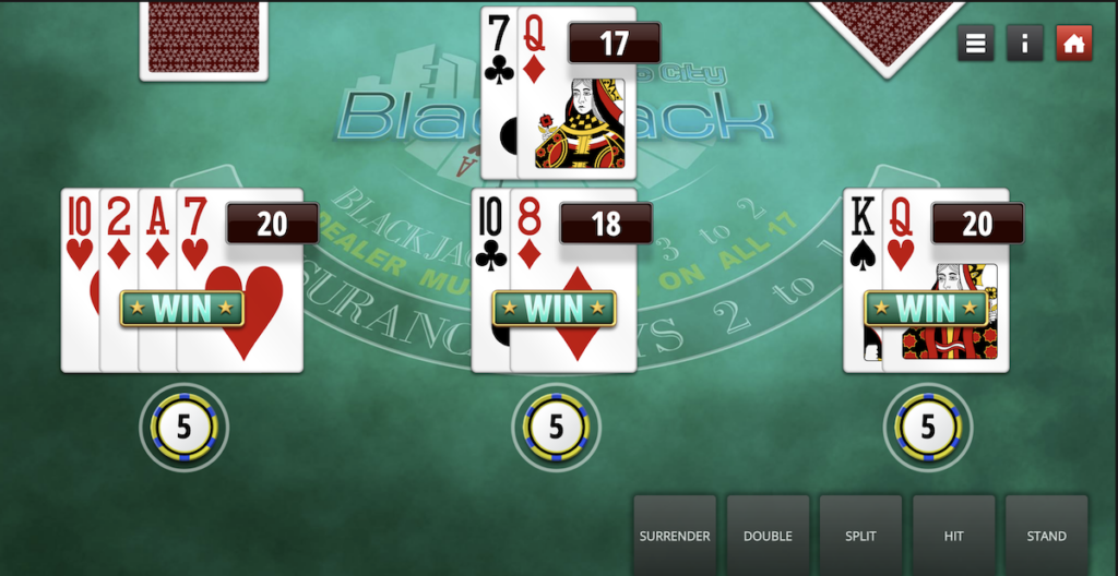 blackjack game at cryptothrills casino