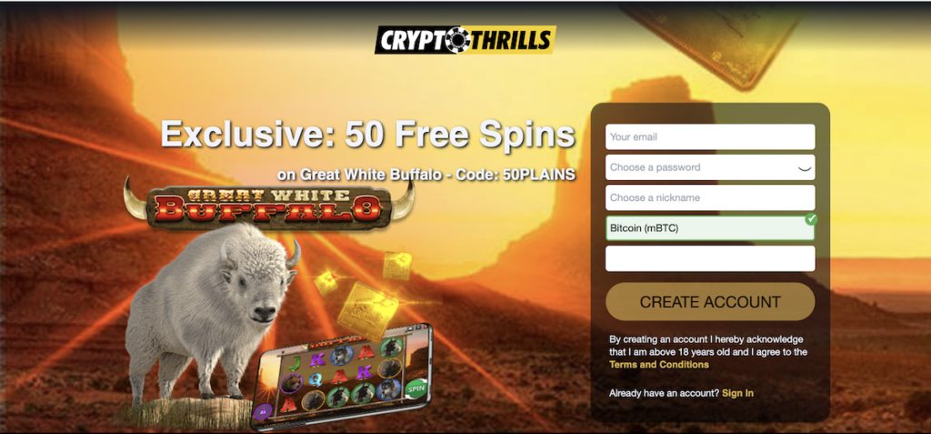 50 free spins bonus at cryptothrills casino