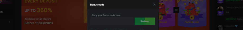 bc.game shitcodes or bonus codes