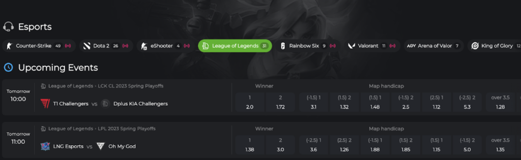 Esport betting at Bc.Game