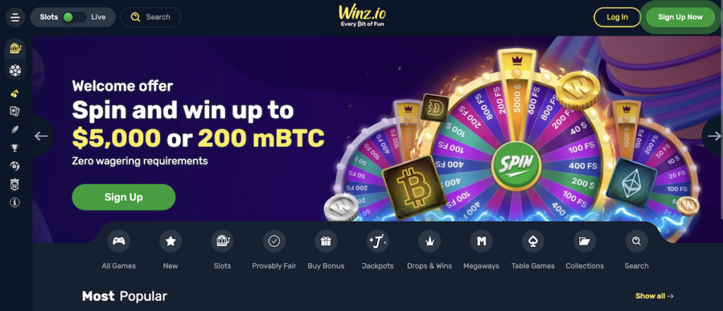winz casino home page