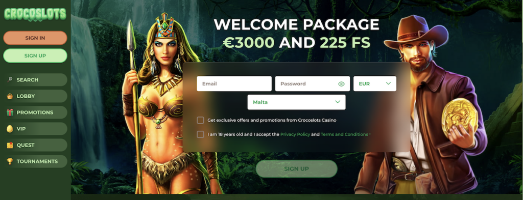 CrocoSlots Casino home page