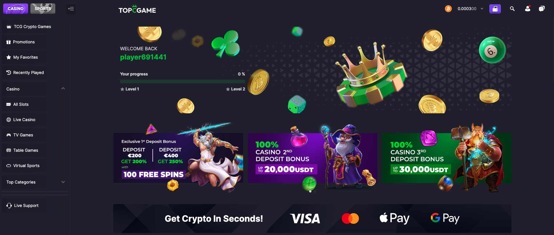 Top C Game Casino Review (2026) – up to 50,000 USDT Bonus 🚀