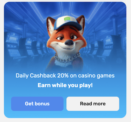 20% cashback promo for returning players