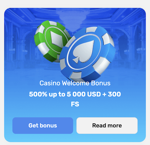 500% welcome bonus + 300 free spins