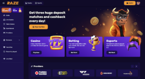 home page for raze casino