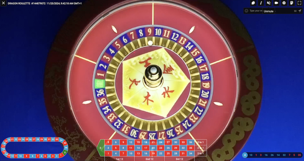 Dragon Roulette live casino game