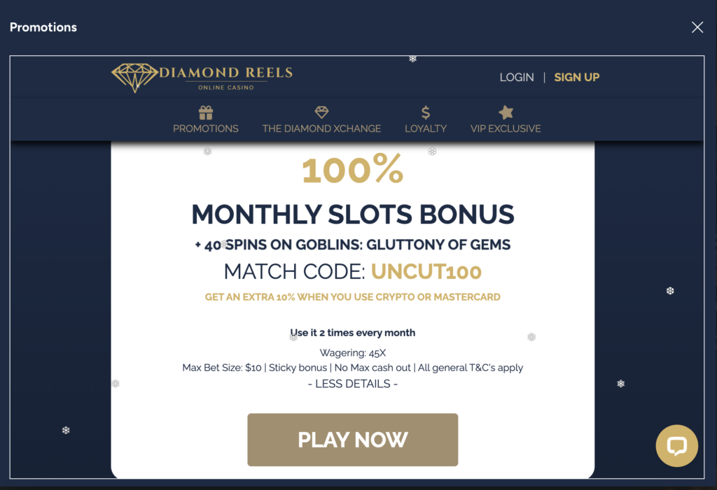 Diamond Reels Monthly Slots Bonus