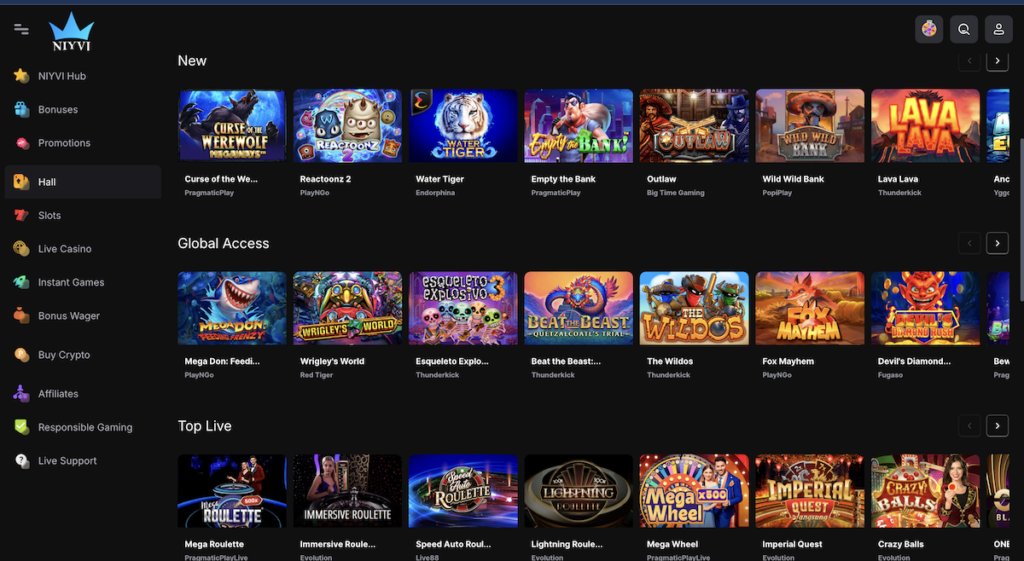 slots and games at niyvi casino