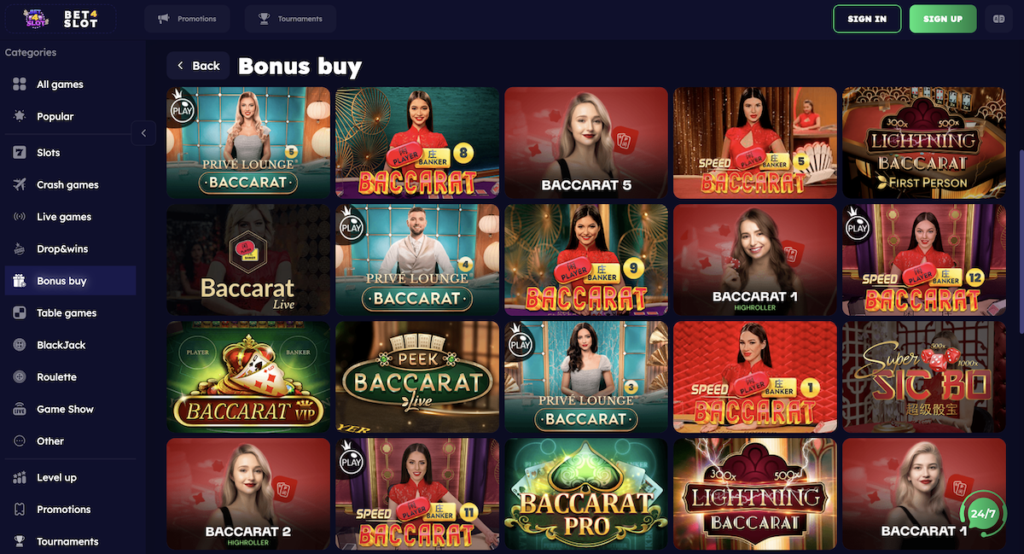 bonus buy baccarat sorting issue
