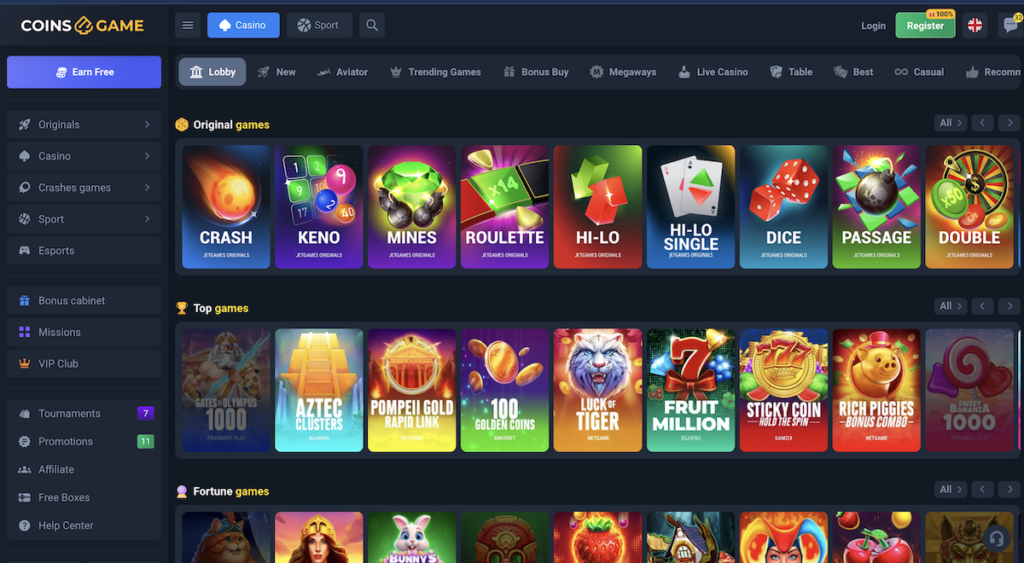 Play top online slots and original casino games!