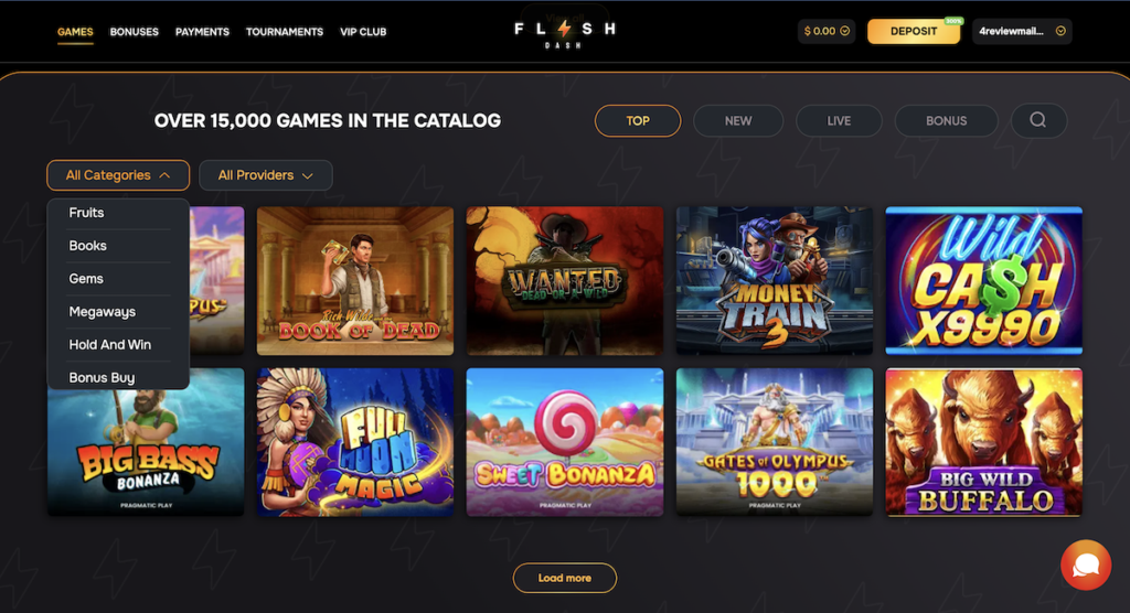 bitcoin slots at flash dash casino