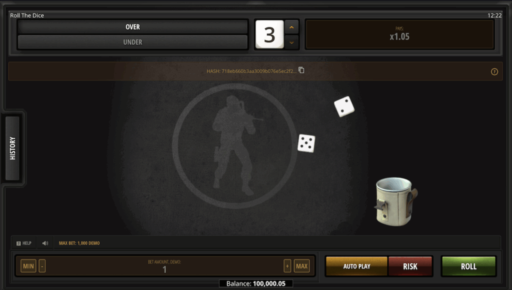Roll the Dice table game